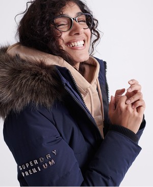 Superdry Premium Down Classics Rescue Parka Női Kabát Kék | IOJYV6749